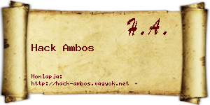 Hack Ambos névjegykártya
